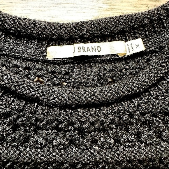 J BRAND / Flower Long-Sleeve Crochet Sweater / Black / Medium - Picture 6 of 9